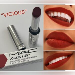MAC Locked KISS 24Hr Lipstick .06 In VICIOUS full-size *blemished